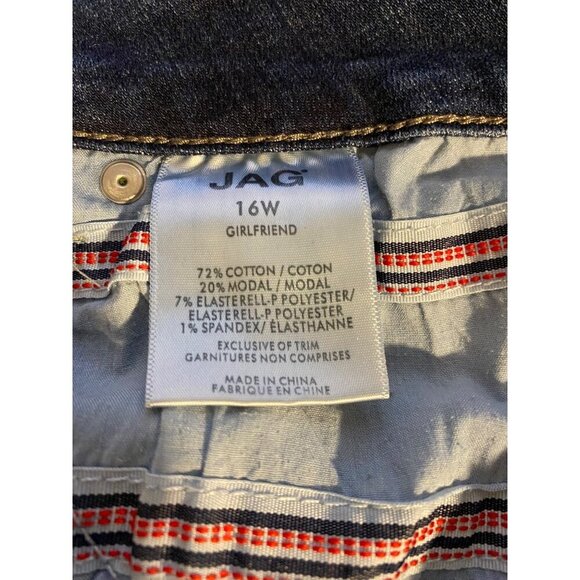 Jag Girlfriend Jeans Womens Dark Blue Denim Pants Size 16W Casual Comfy Logo - Picture 7 of 9